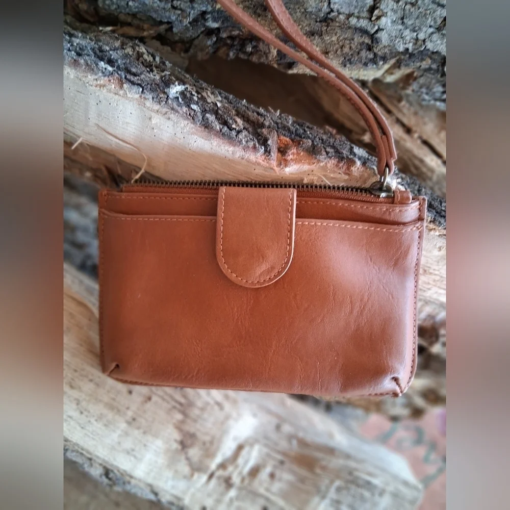 Tan Leather Wristlet